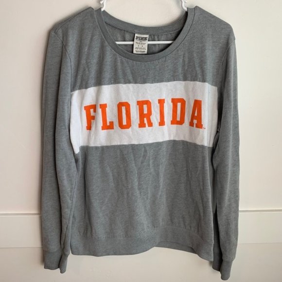 VICTORIA'S SECRET PINK Gray, White & Orange Florida Sweatshirt - Picture 1 of 5